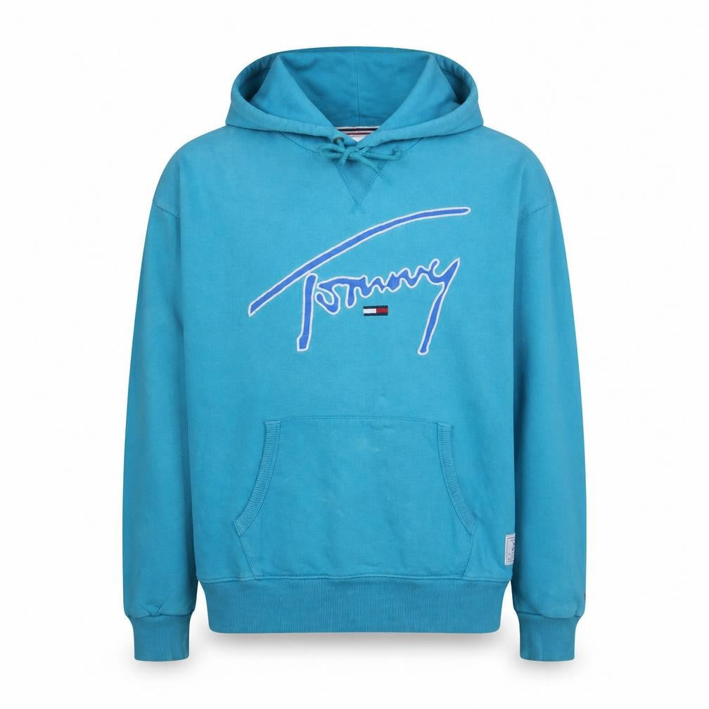 Tommy Jeans Men’s Blue XL Pullover Hoodie with Logo Print