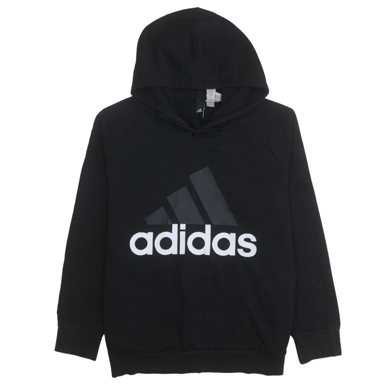 Adidas Women Black XL Pullover Hoodie Sweatshirt Logo Print Cotton Blend