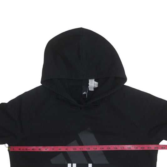Adidas Women Black XL Pullover Hoodie Sweatshirt Logo Print Cotton Blend