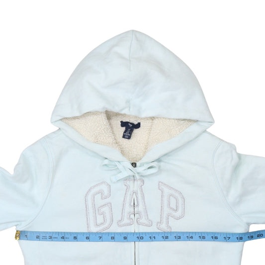 GAP Womens Light Blue Full Zip Hoodie Sherpa Lined Size S