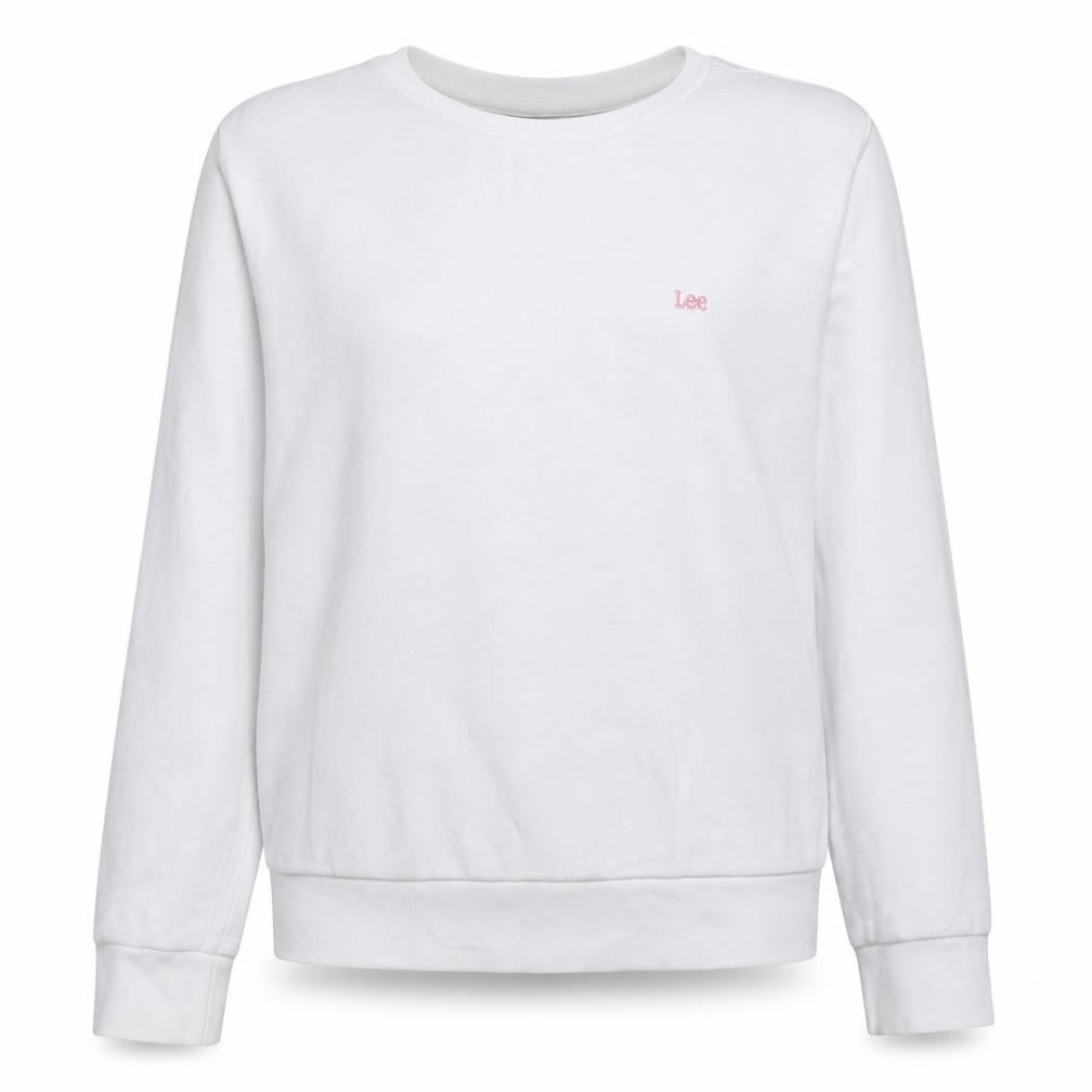 Lee Womens White Crew Neck Cotton Sweatshirt Size S Regular Fit
