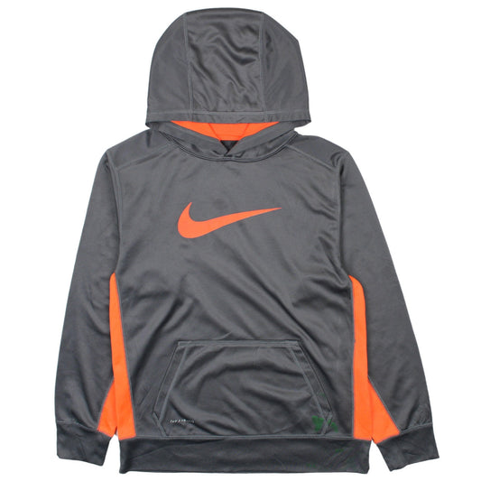 Nike Boys Grey Orange Therma-Fit Pullover Hoodie XL Polyester Fleece