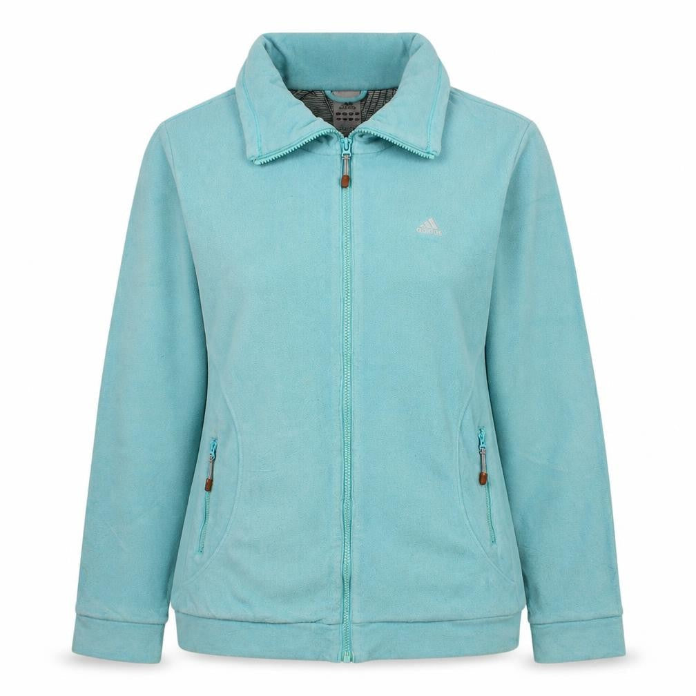 Adidas Womens Blue Fleece Full Zip Jacket Size 14