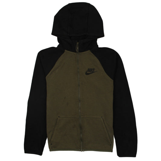 Nike Boys Black & Khaki Full Zip Hoodie 12-13 Years Classic Fit