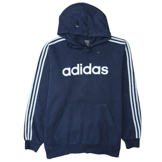 Adidas Mens Blue 2XL Pullover Hoodie Logo Sportswear