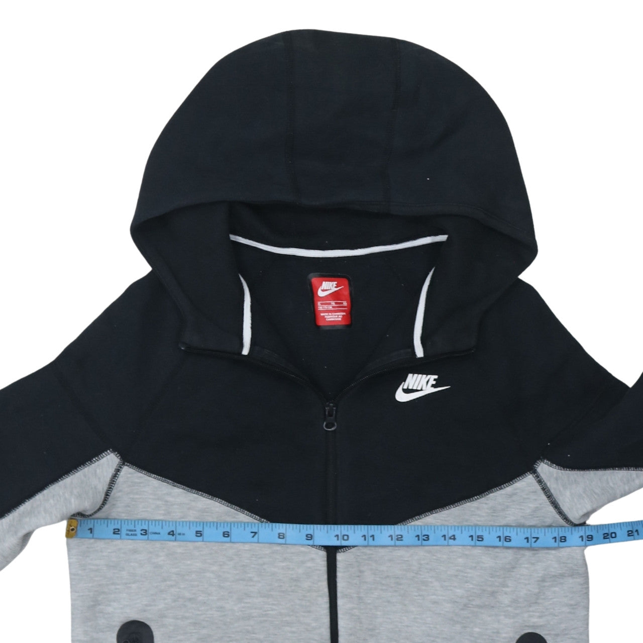 Nike Boys Black Grey XL Full Zip Colourblock Hoodie Sweatshirt