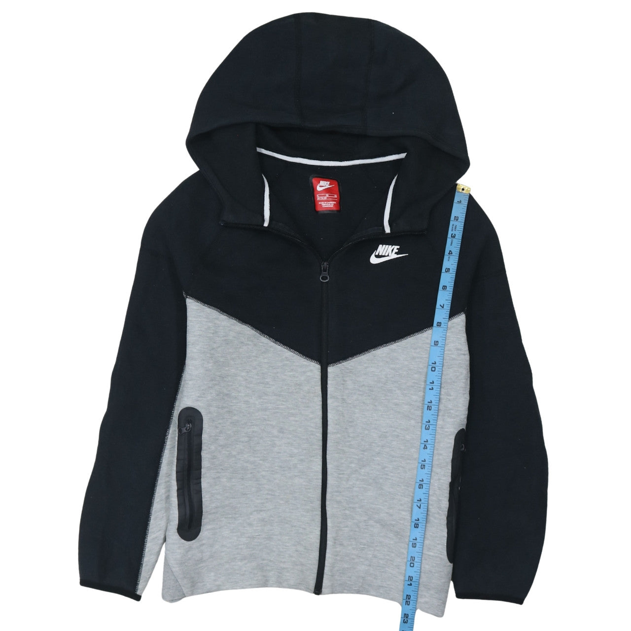 Nike Boys Black Grey XL Full Zip Colourblock Hoodie Sweatshirt