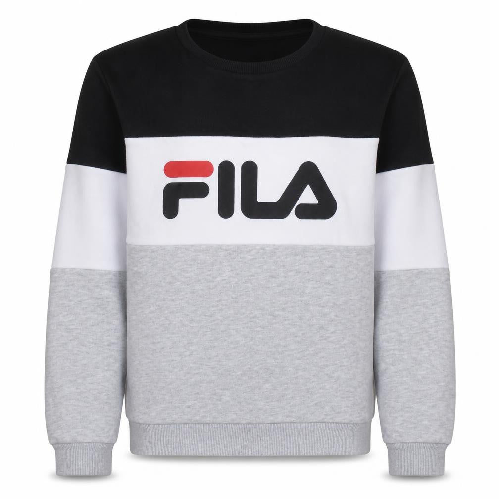 Front view of Fila boys’ multicoloured logo pullover sweatshirt 13-14 years