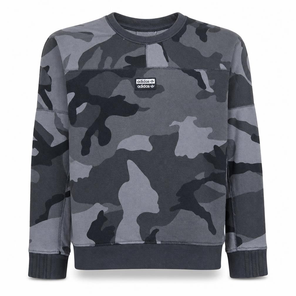 adidas Men's Grey Camouflage Crew Neck Pullover Sweatshirt XS