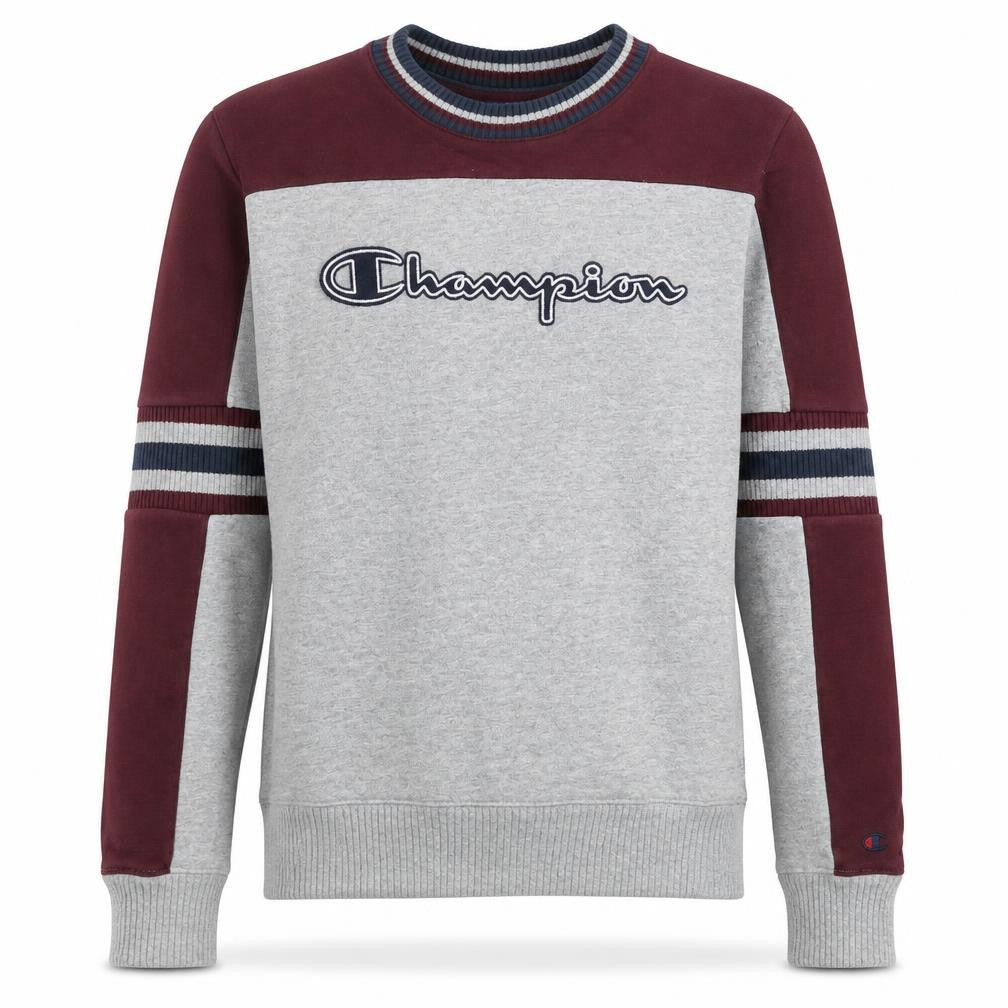 Champion Men's Grey & Maroon Logo Pullover Sweatshirt Size M