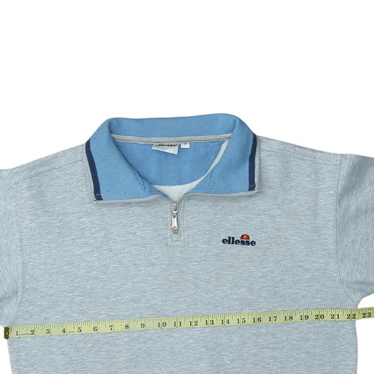Ellesse Men's Grey 1/4 Zip Collared Sweatshirt Size S Retro Sports Style