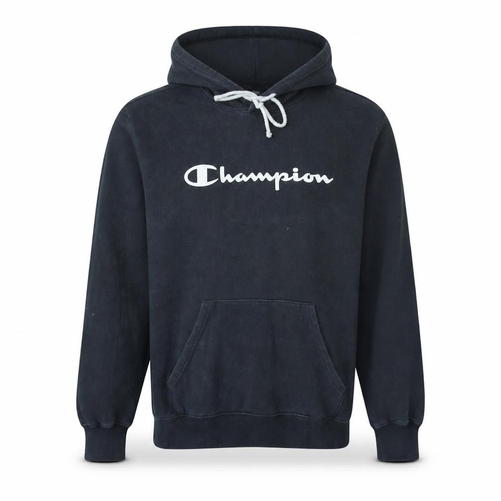 Champion Men’s Black Pullover Hoodie Large Fleece Logo Sweatshirt