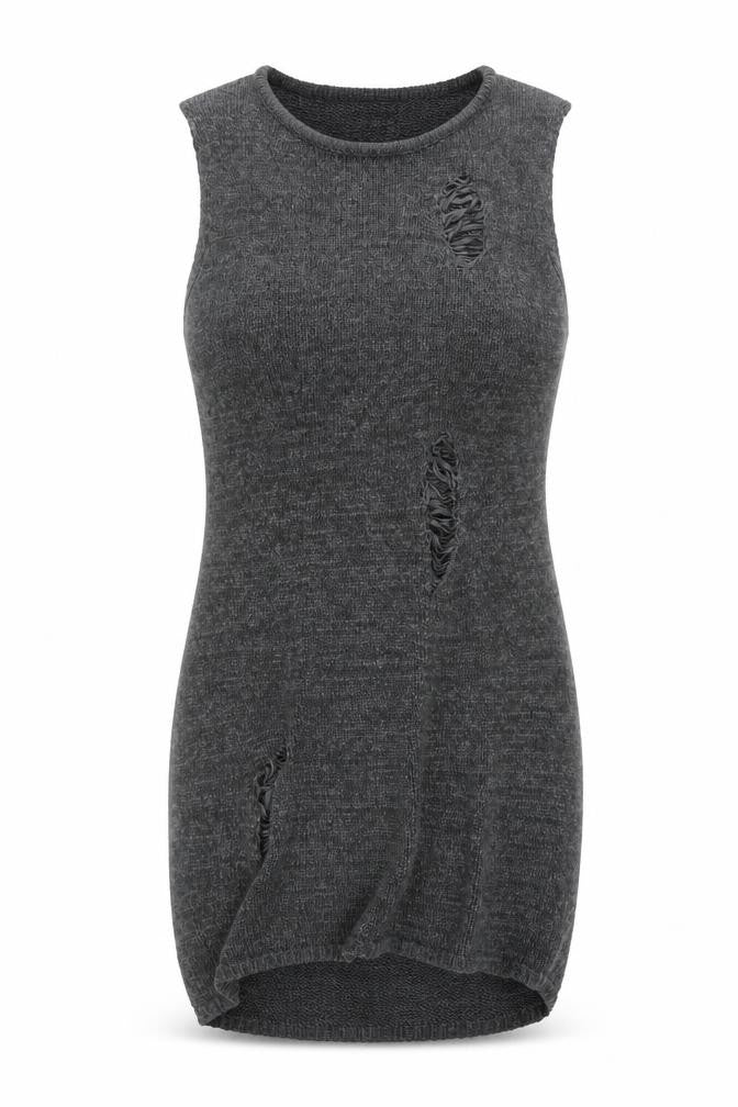 PrettyLittleThing Women Grey Sleeveless Knit Bodycon Dress L