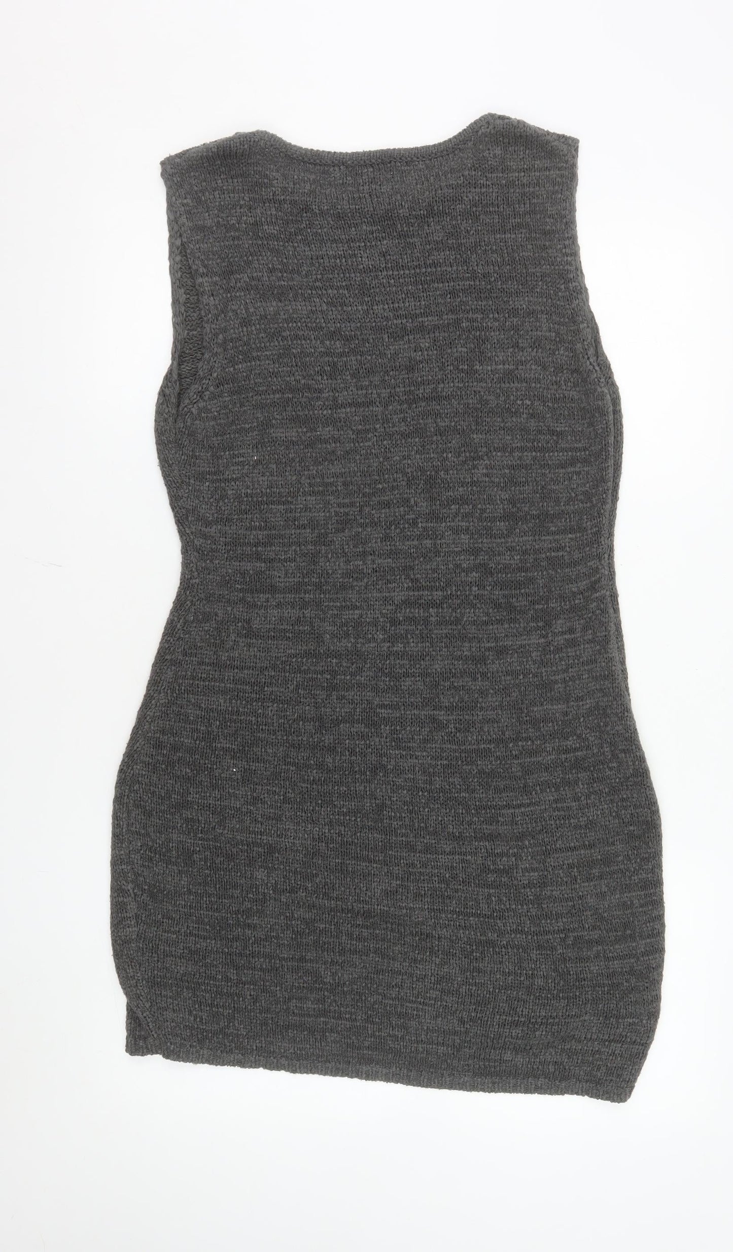 PrettyLittleThing Women Grey Sleeveless Knit Bodycon Dress L