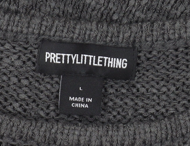 PrettyLittleThing Women Grey Sleeveless Knit Bodycon Dress L