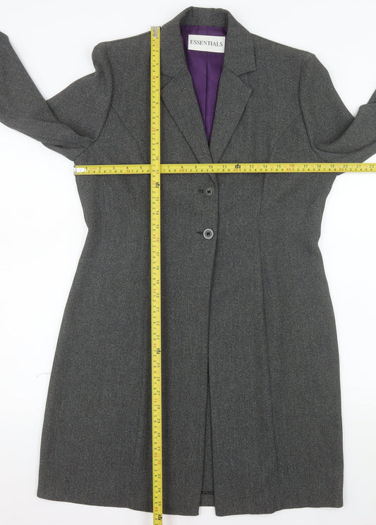Essentials Women's Grey Size 12 Long Tailored Suit Jacket