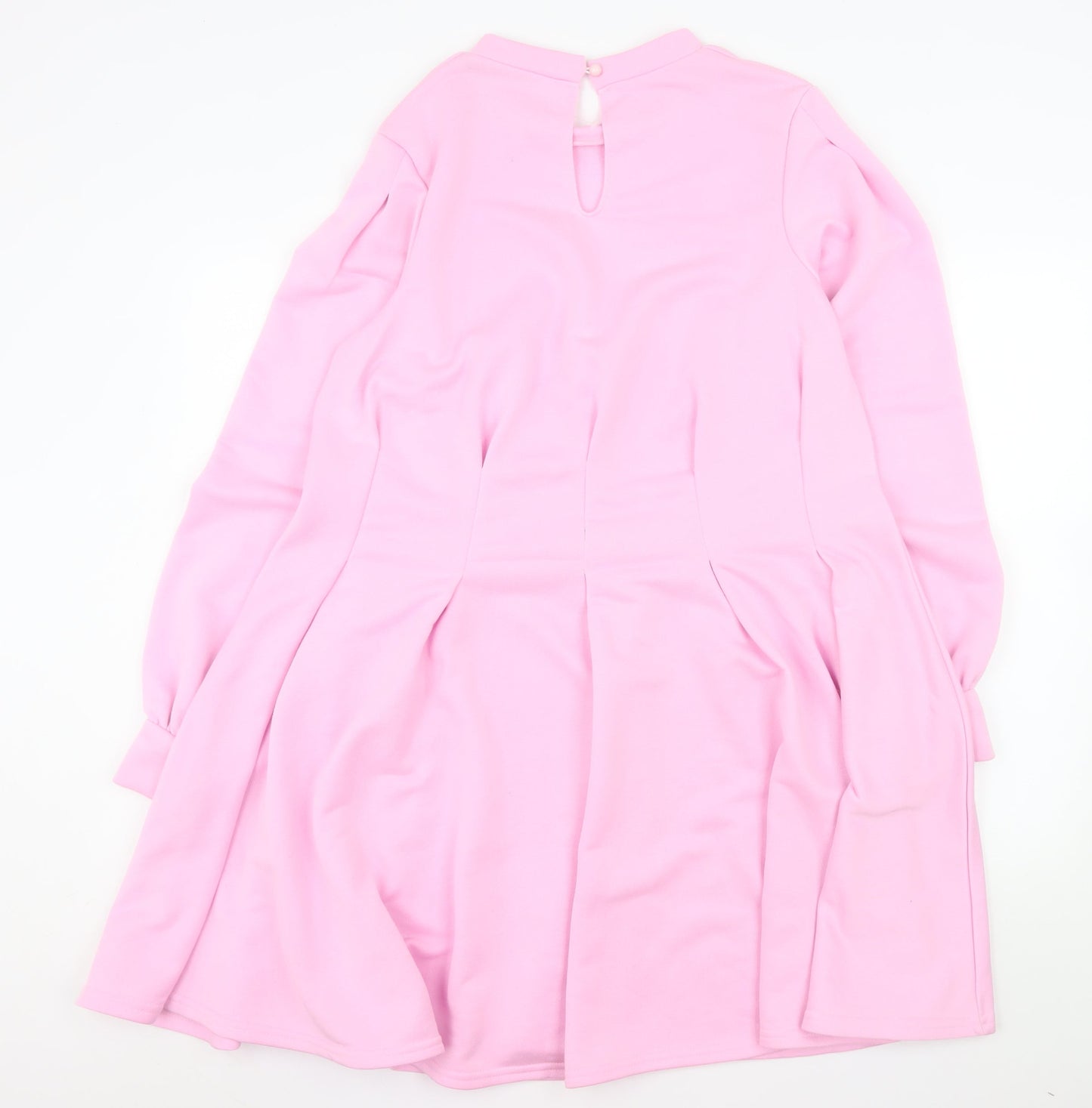 Boohoo Women Pink Fit & Flare Long Sleeve Knee Length Dress Size 18