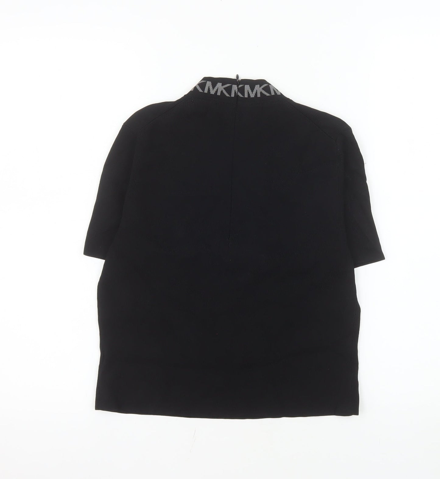 Michael Kors Women's Black Mock Neck Short Sleeve Stretch Top L
