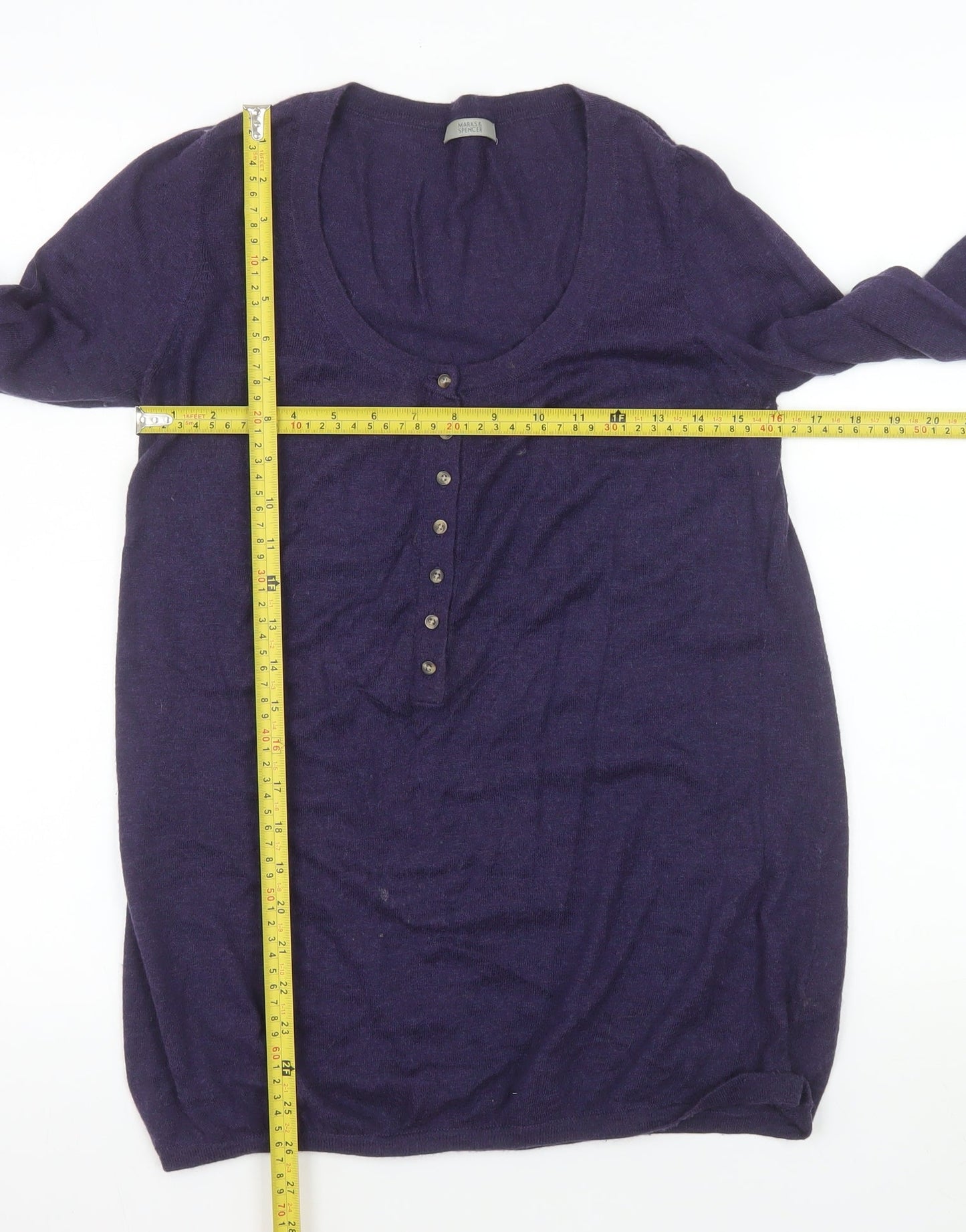 Marks and Spencer Women’s Purple Henley Wool Knit Jumper Size 10