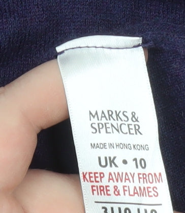 Marks and Spencer Women’s Purple Henley Wool Knit Jumper Size 10