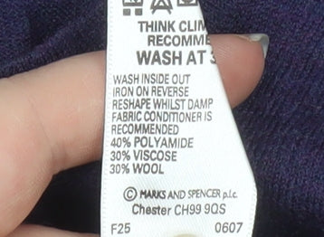 Marks and Spencer Women’s Purple Henley Wool Knit Jumper Size 10