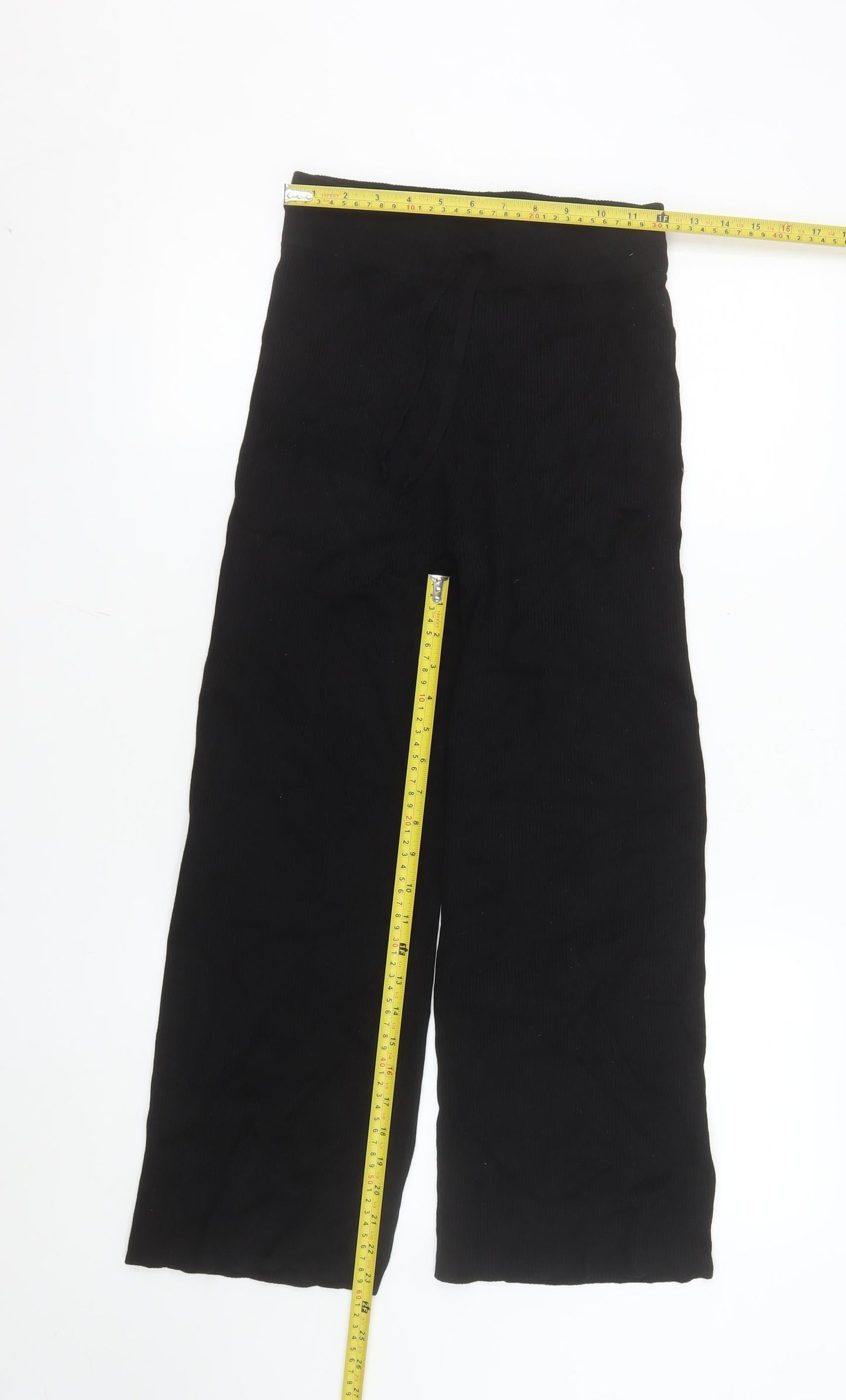 Stradivarius Women’s Black Wide-Leg Knit Trousers XS