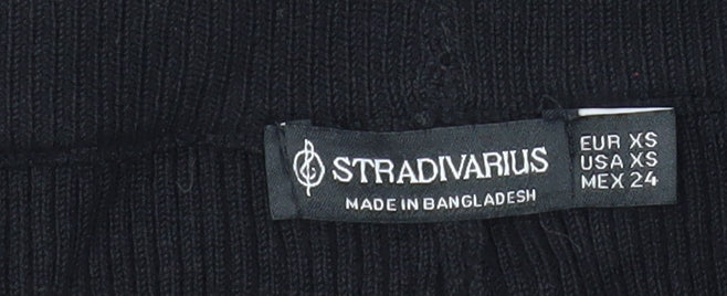 Stradivarius Women’s Black Wide-Leg Knit Trousers XS