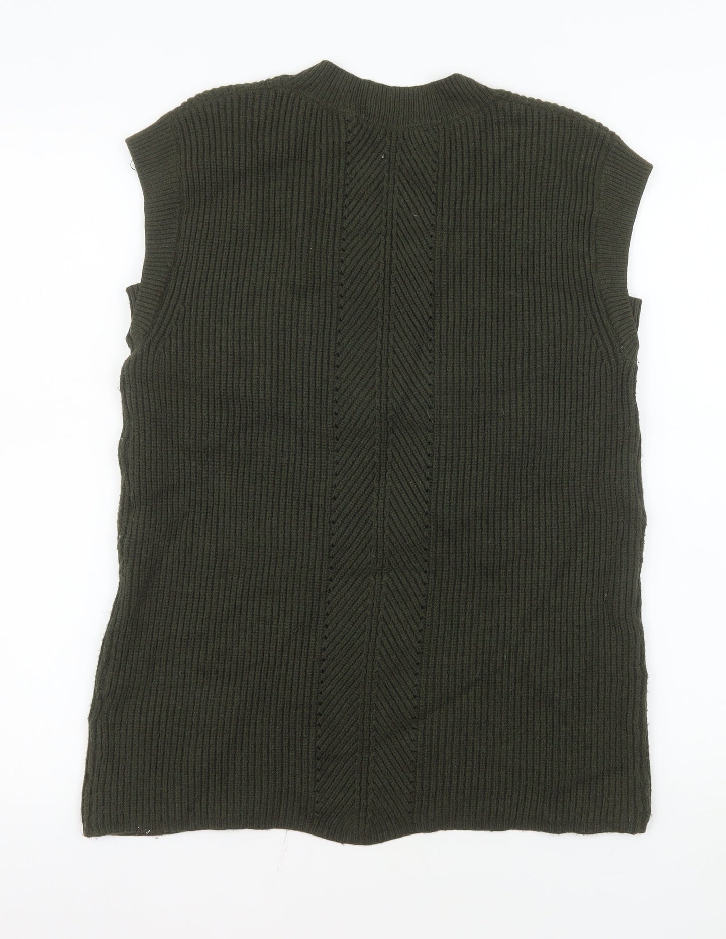 Next Men’s Green Ribbed Knit V-Neck Sleeveless Vest Jumper Size S