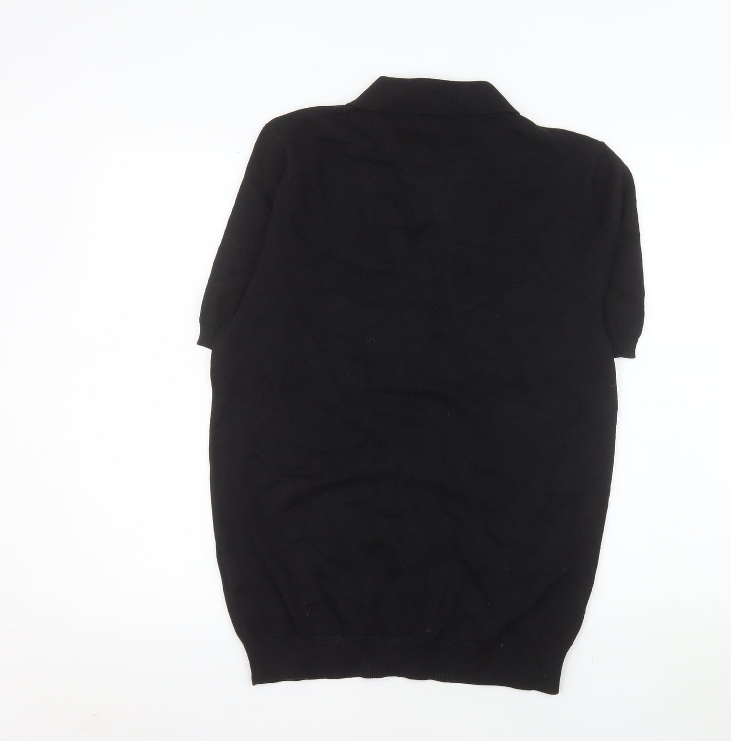 Threadbare Men's Black Cotton Button-Up Short Sleeve Knit Shirt M