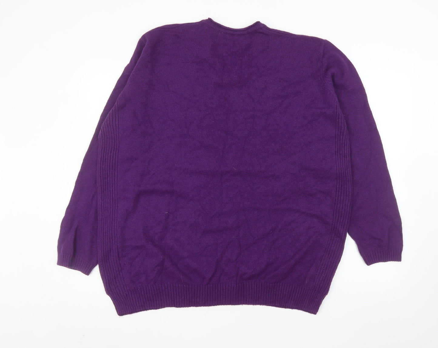 Isle Essentials Women’s Purple V-Neck Wool Blend Plus Size Jumper 22-24