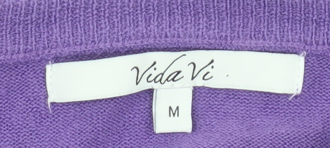Vida Vi Womens Purple Knit Long Sleeve Pullover Jumper Size M