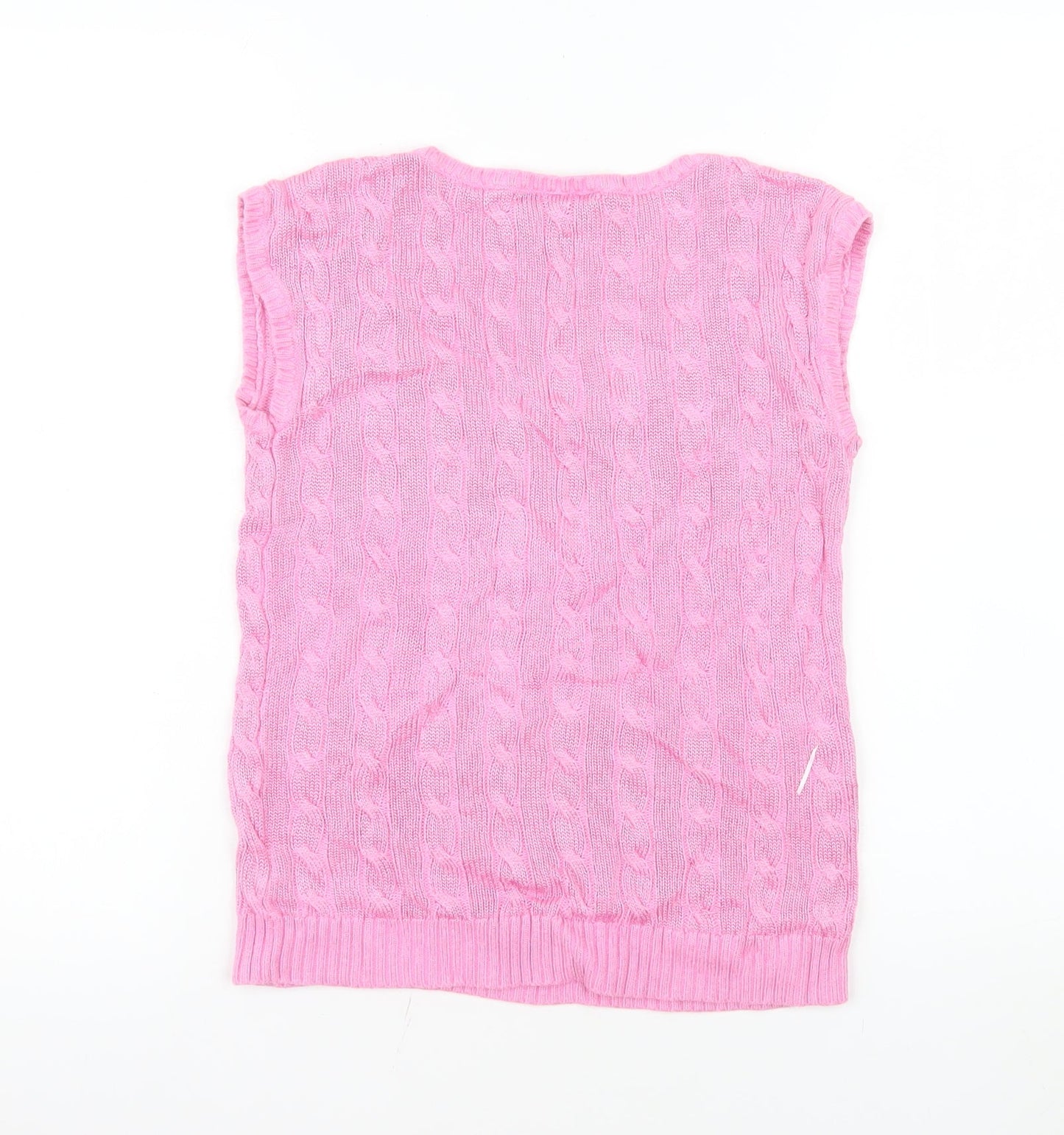 Ralph Lauren Women's Pink Cable-Knit Cotton Vest S