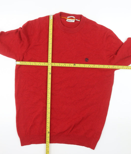 Timberland Men's Red Merino Wool Crew Neck Jumper Size M