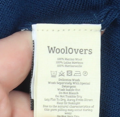 Woolovers Women Blue Merino Wool Long Sleeve A-Line Knit Dress M
