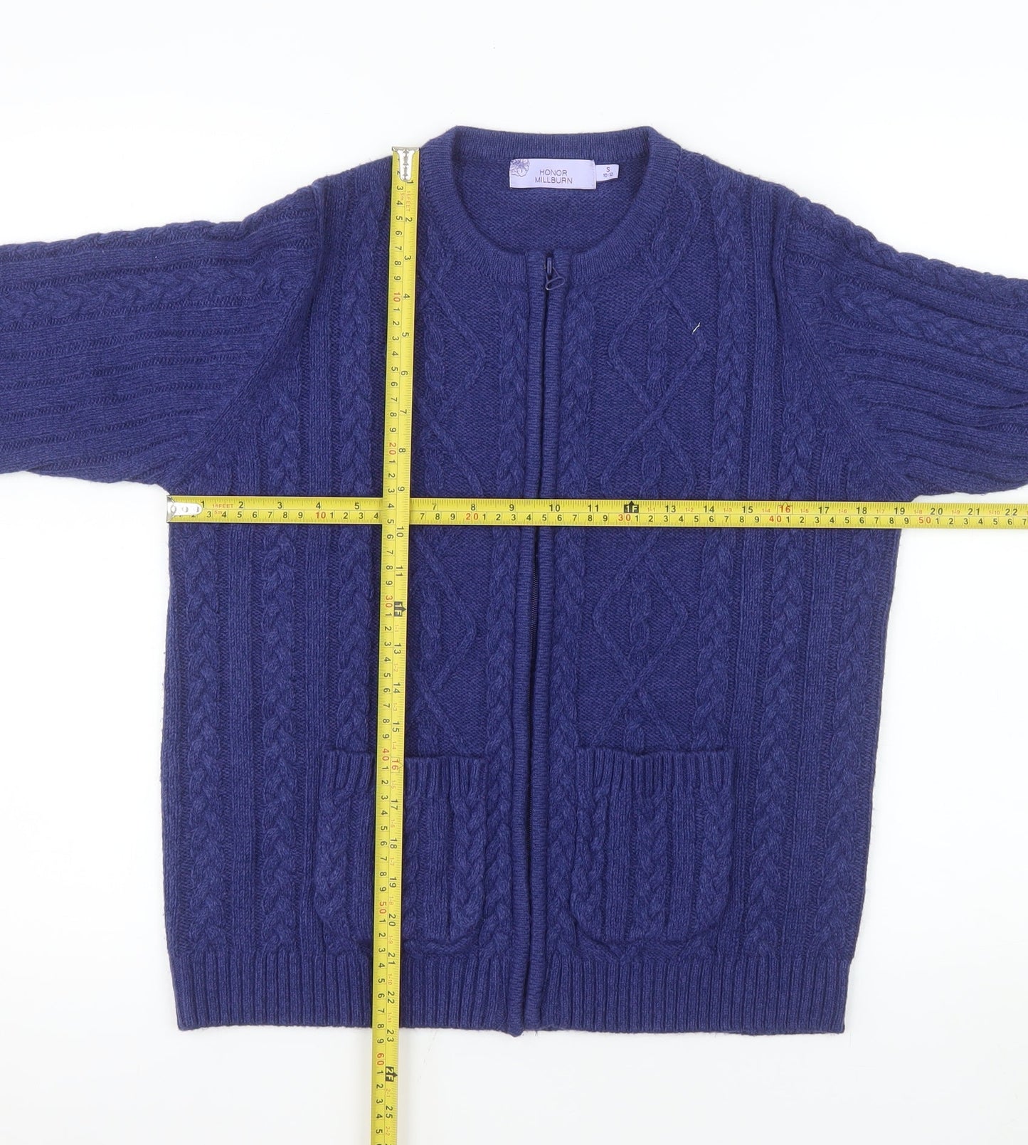 Honor Millburn Women's Blue Knit Zip Jacket Size S 10-12