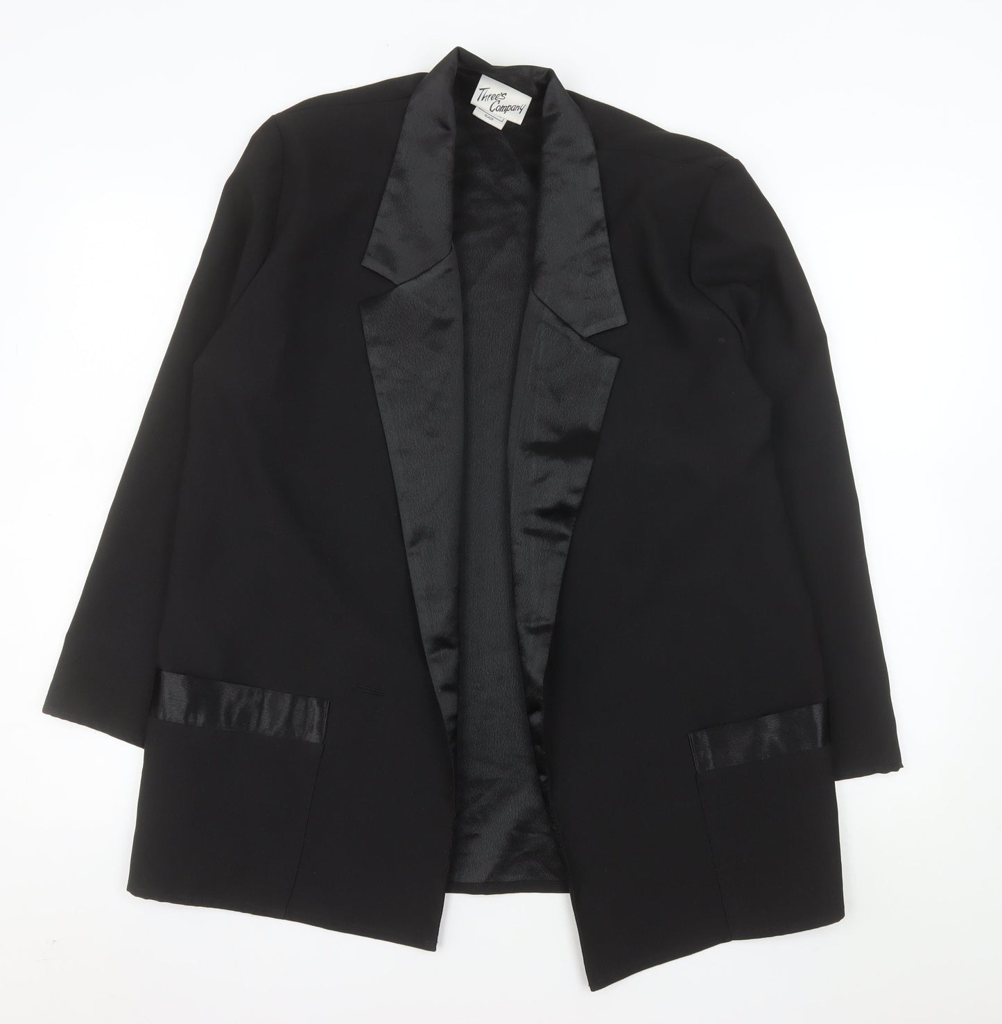 Three's Company Women's Black Size 12 Tuxedo Blazer Jacket