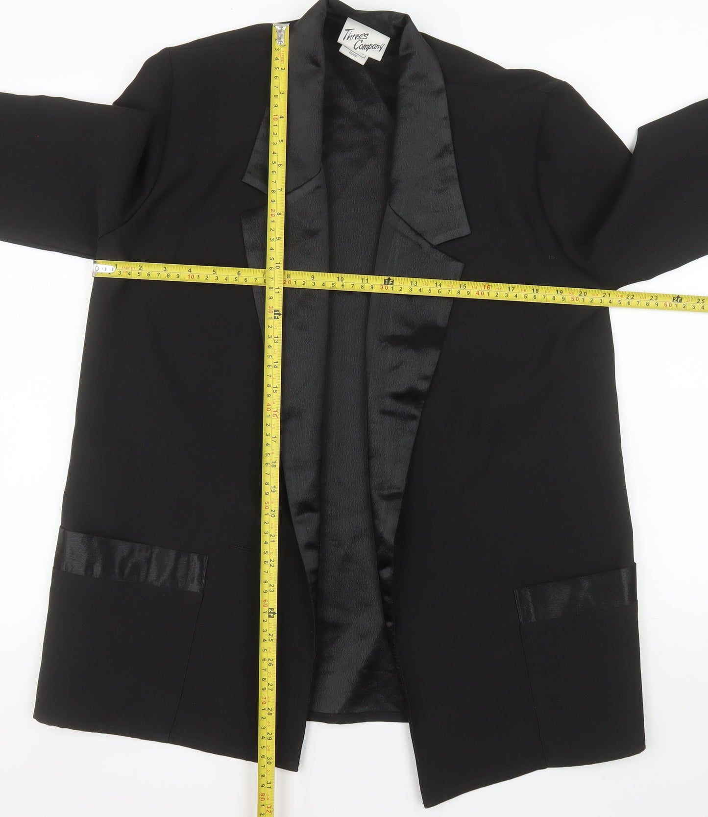 Three's Company Women's Black Size 12 Tuxedo Blazer Jacket