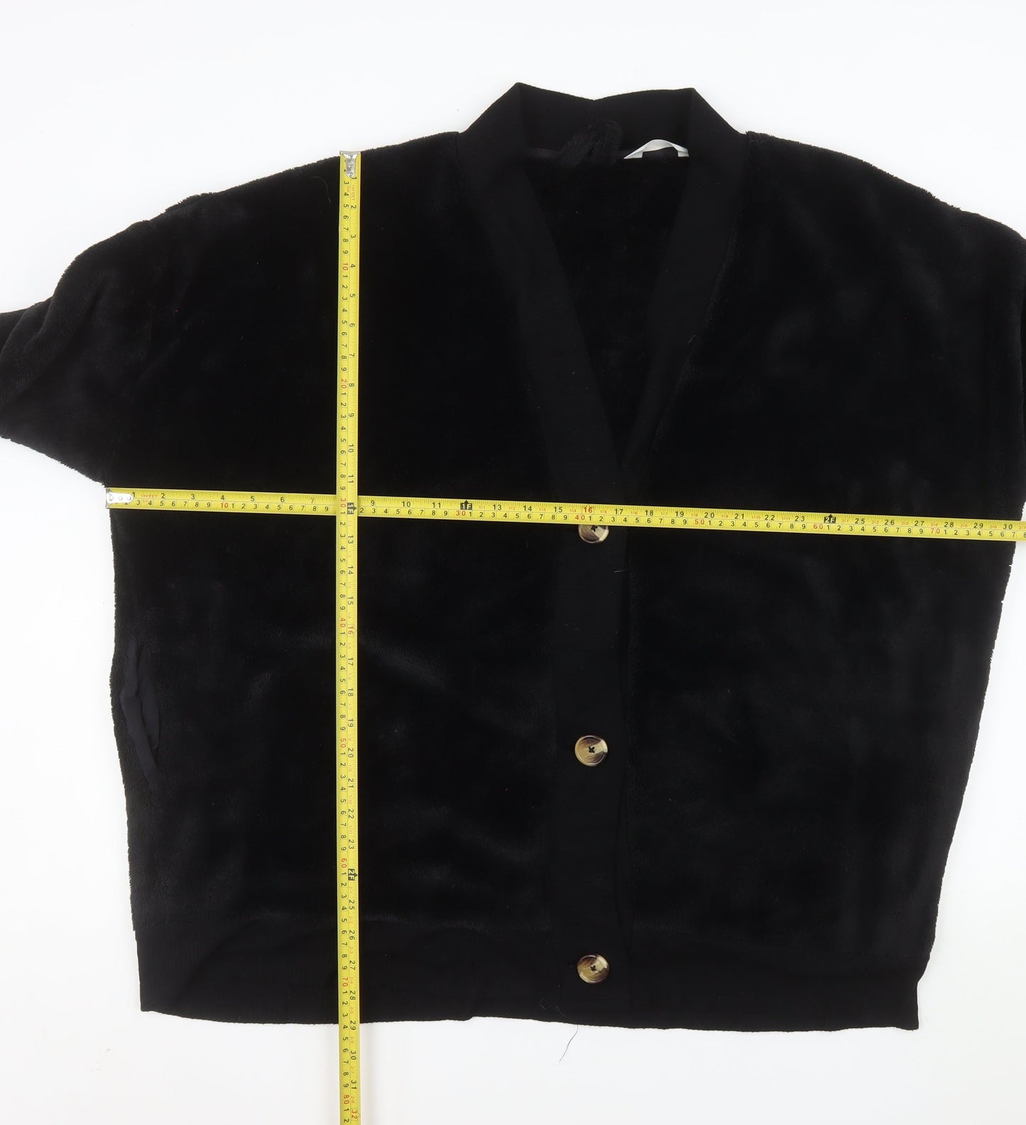 Marks and Spencer Womens Black XL Velour Button Jacket