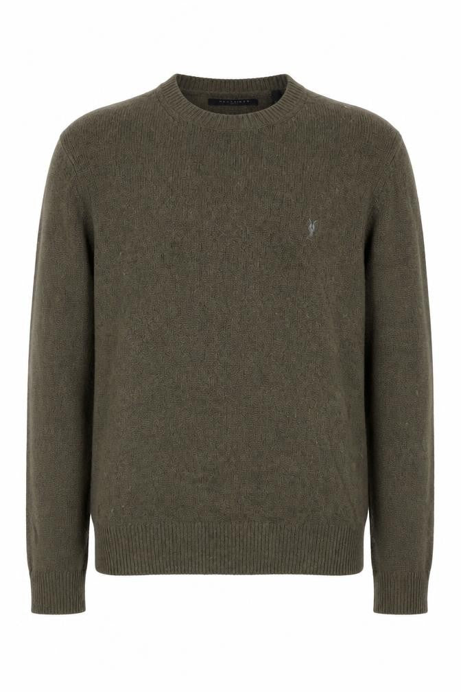 AllSaints Men's Green Wool Blend Crew Neck Jumper Size S