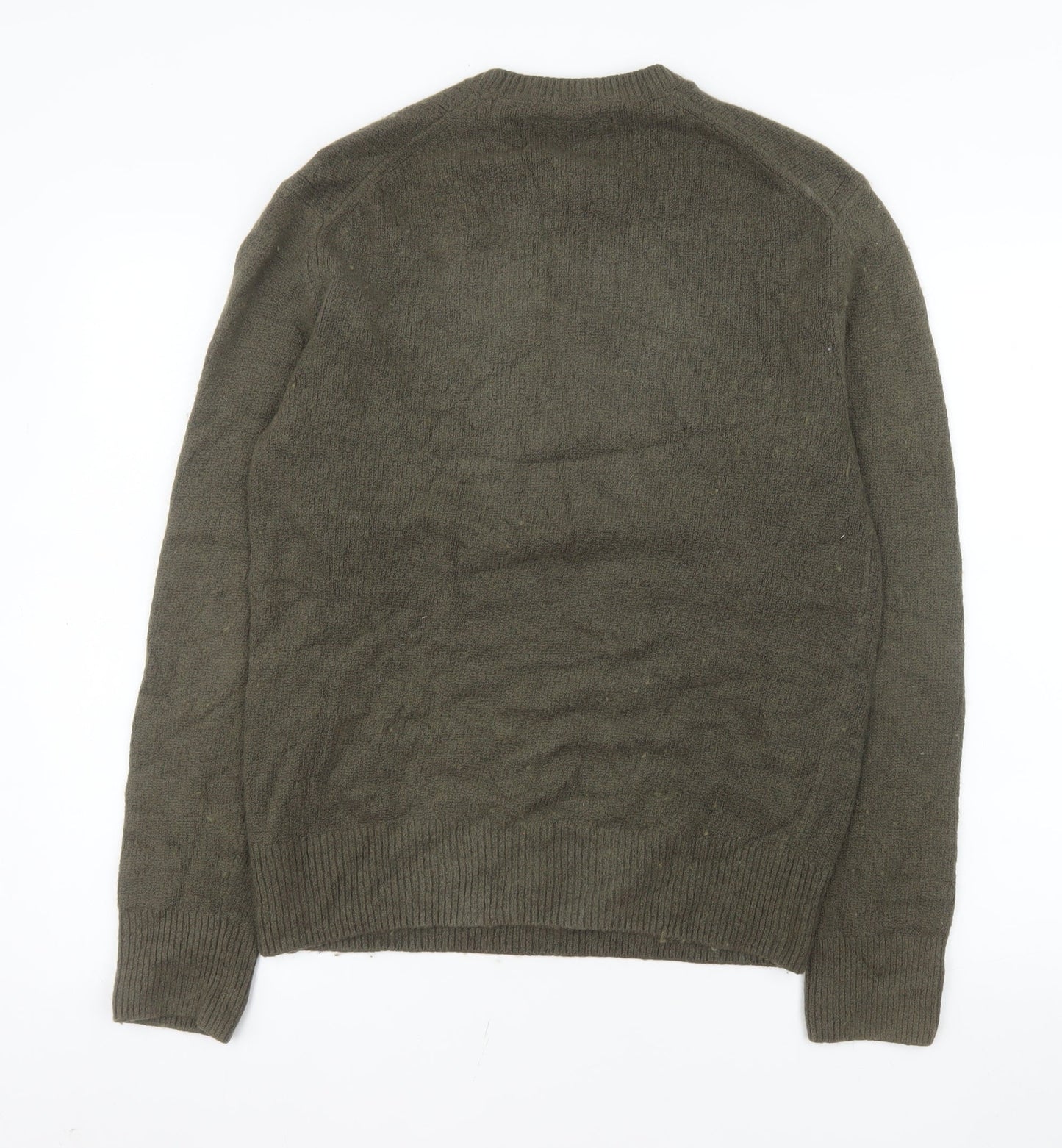 AllSaints Men's Green Wool Blend Crew Neck Jumper Size S