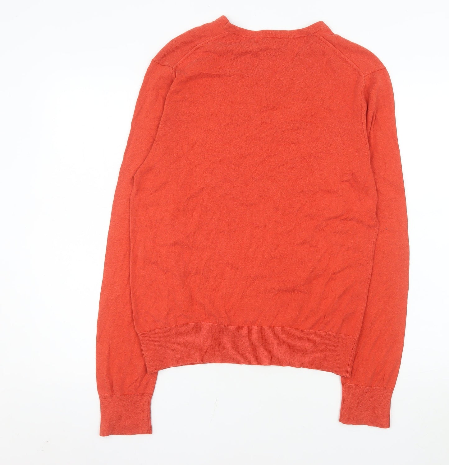 Banana Republic Men's Orange Silk Blend V-Neck Jumper M