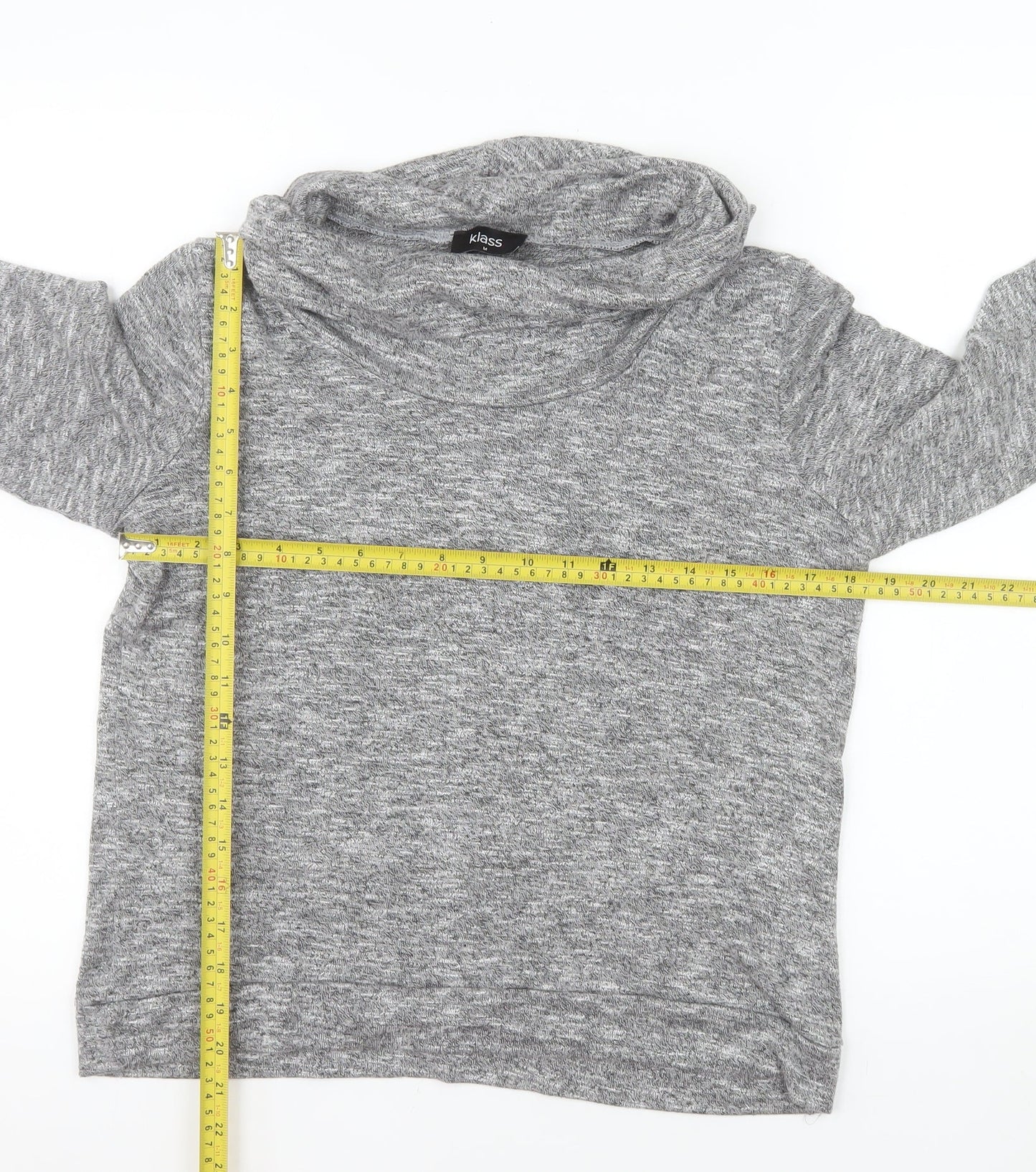 Klass Women’s Grey Cowl Neck Lightweight 3/4 Sleeve Jumper M