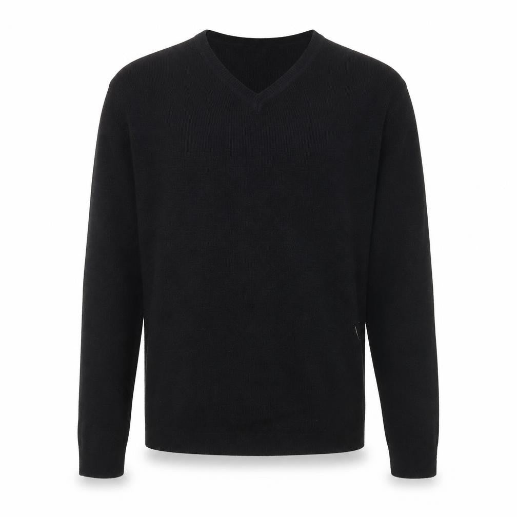 George Men’s Black V-Neck Acrylic Knit Jumper Size S
