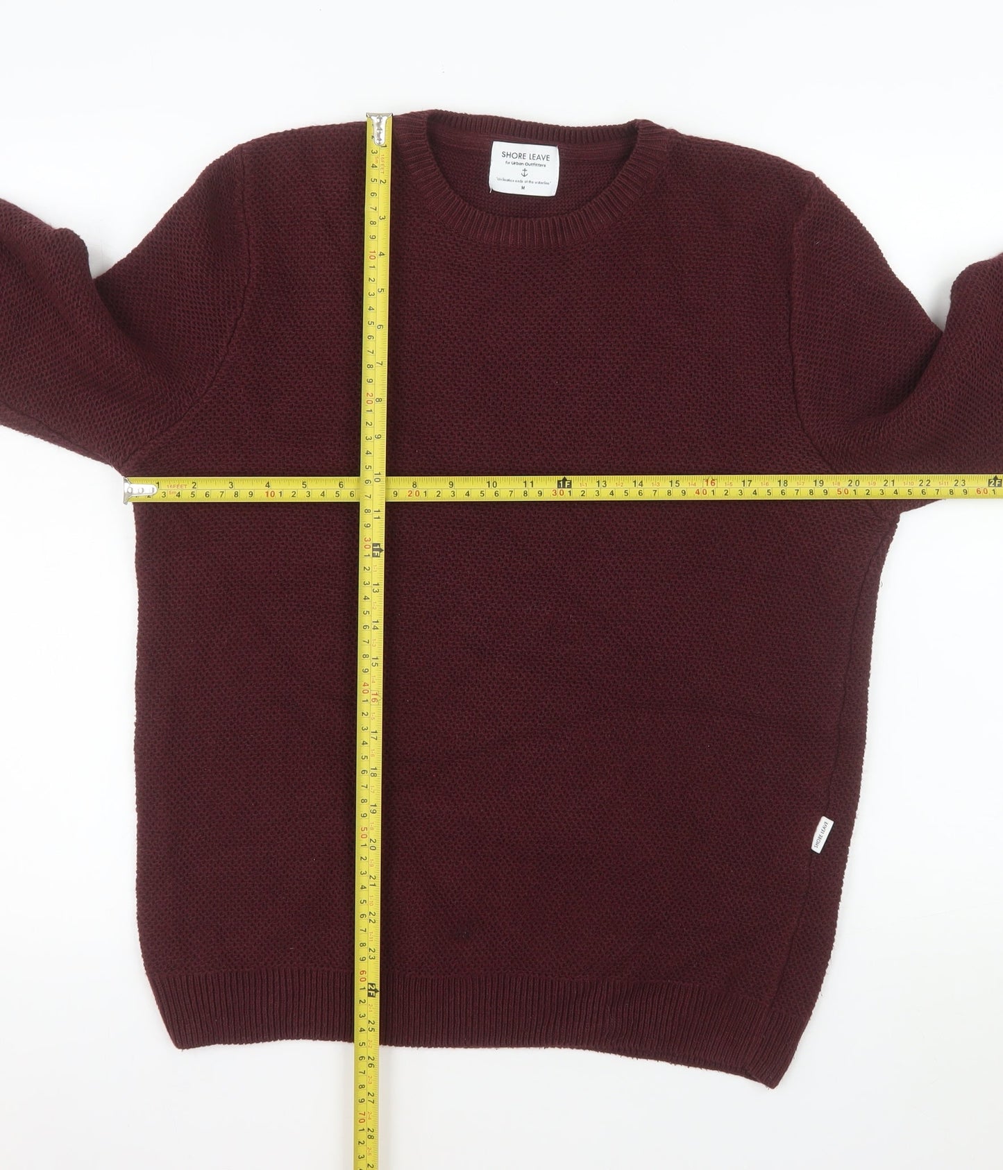Shore Leave Men's Red Cotton Blend Crew Neck Jumper Size M