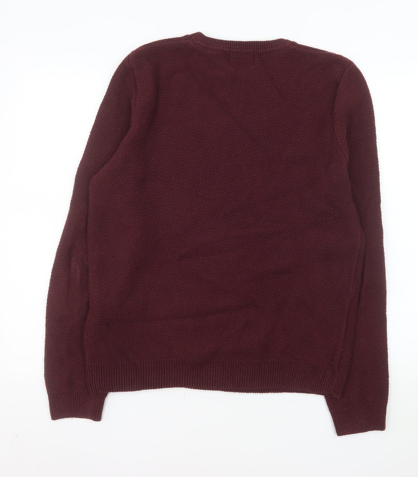Shore Leave Men's Red Cotton Blend Crew Neck Jumper Size M