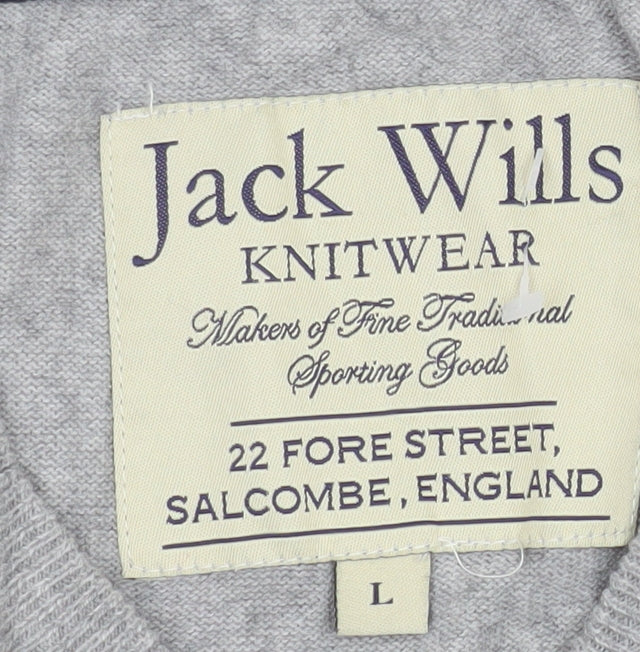 Jack Wills Men’s Grey V-Neck Cotton Cashmere Pullover Jumper L