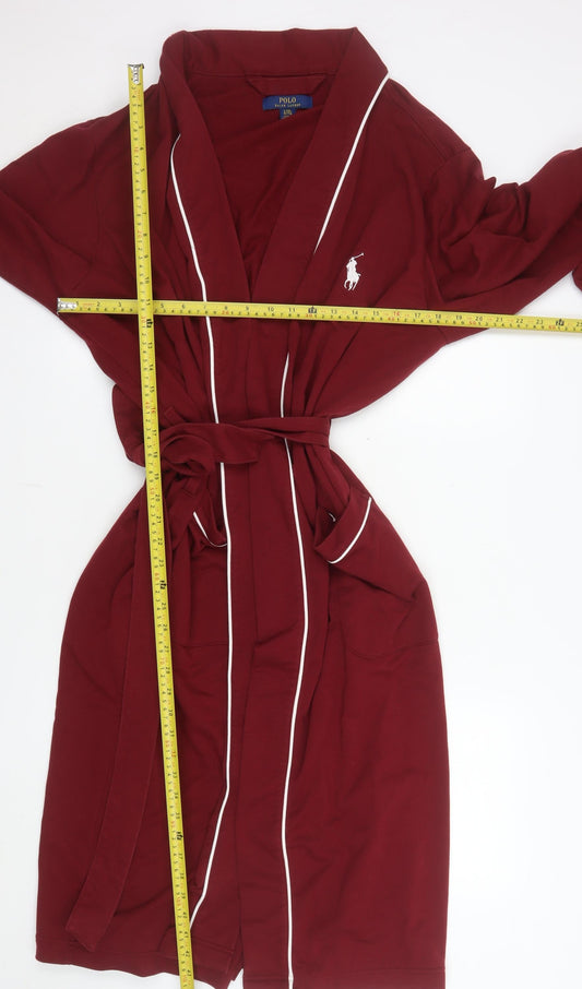 Ralph Lauren Women's Red Cotton Blend Robe L Kimono Style Nightwear
