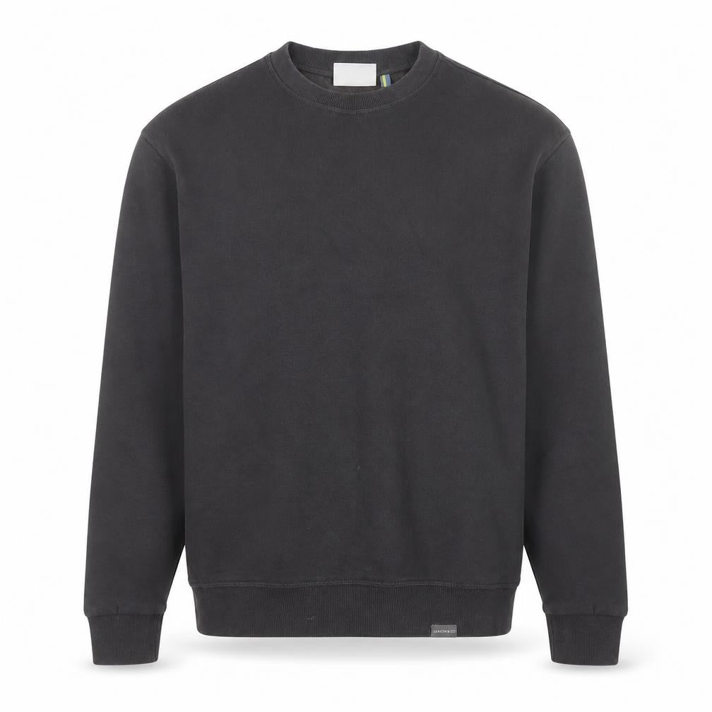 Larsson & Co Men's Black Crew Neck Cotton Blend Pullover Sweatshirt S