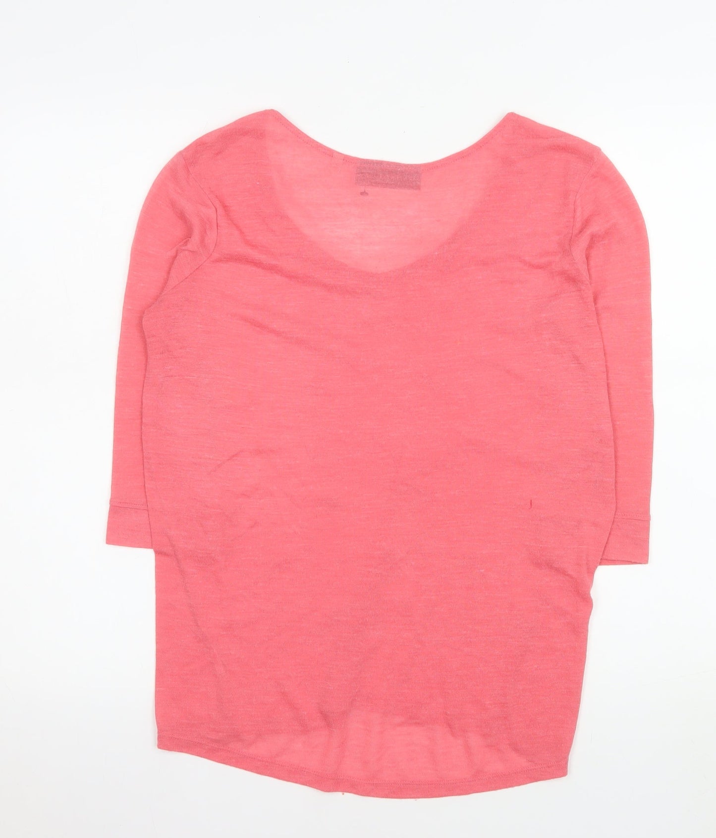 Next Women Pink Beaded 3/4 Sleeve Cotton T-Shirt Size 8