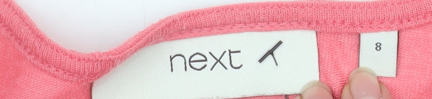 Next Women Pink Beaded 3/4 Sleeve Cotton T-Shirt Size 8